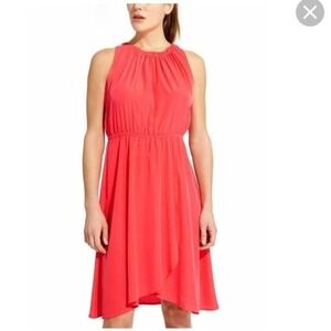 Athleta Martinique Dress Sz XS Neon Coral Tulip Wrap Skirt Sleeveless Athleisure